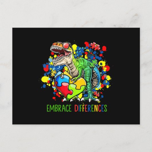 Autism Embrace Differences Dinosaur T-Rex Kinder C Briefkaart (Voorkant)