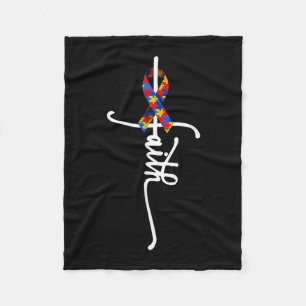 Autism Faith Cross Autism Autistic Funny Autism Aw Fleece Deken