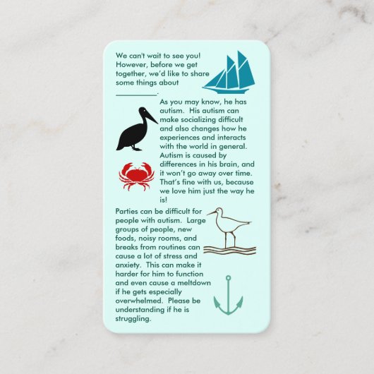 Autism Get Together Boy Visitekaartje (Voorkant)