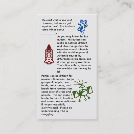 Autism Get Together Boy Visitekaartje (Voorkant)