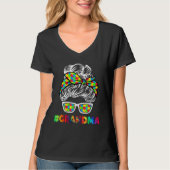 Autism Grandma Messy Bun Sunbril Bandana Moeder T-shirt (Voorkant)