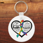 Autism Heart Ribbon Collage Sleutelhanger (Voorkant)