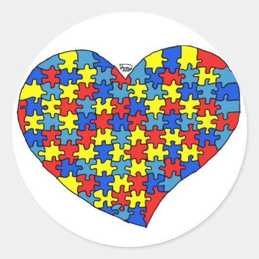 Autism Heart Ronde Sticker (Voorkant)