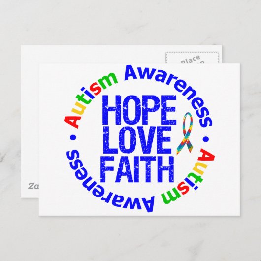 Autism Hope Love Faith Briefkaart (Voorkant / Achterkant)
