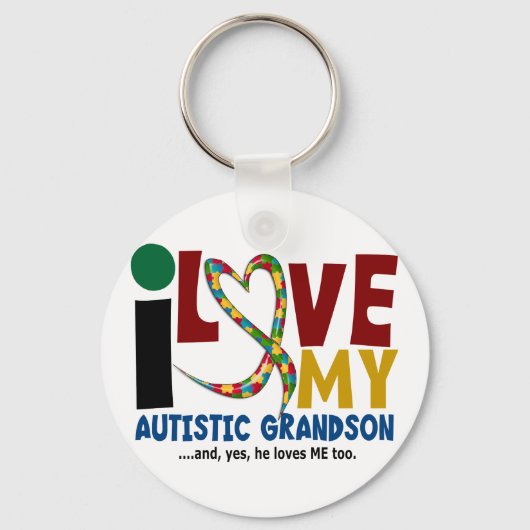 AUTISM I Love My Autistic Grandson 2 Sleutelhanger (Voorkant)