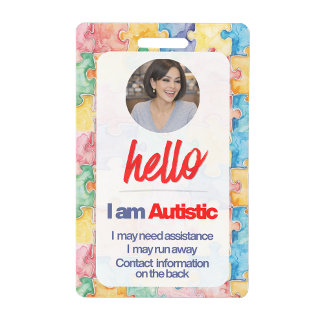 Autism ID Child or Adult Medical Alert Badge