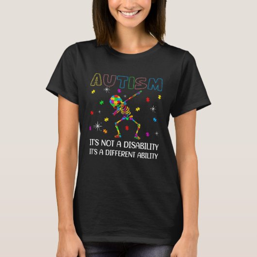 Autism it s a different ability  Dabbing skeleton  T-shirt (Voorkant)