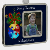 Autism Kerstmis Bauble Verzilverd Kader Ornament (Rechts)
