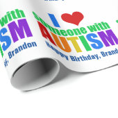 Autism Love Rainbow Personalized Birthday Cadeaupapier (Rol Hoek)