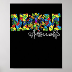 Autism Ma Life Leopard Sunflower Moederdag Poster