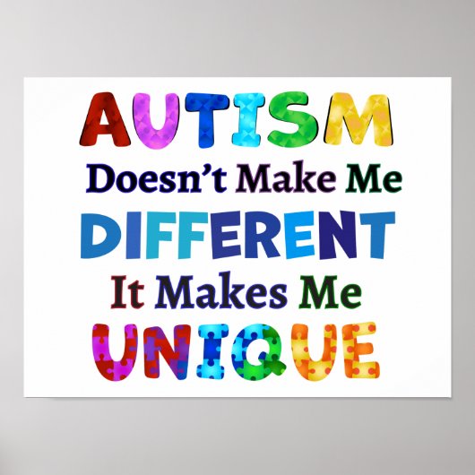 AUTISM maakt me UNIQUE Poster (Voorkant)