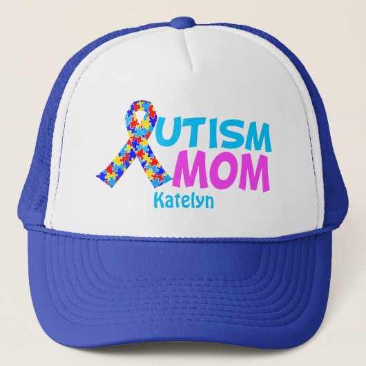 Autism mam Cute Personalized Moederdag Gift Trucker Pet (Voorkant)