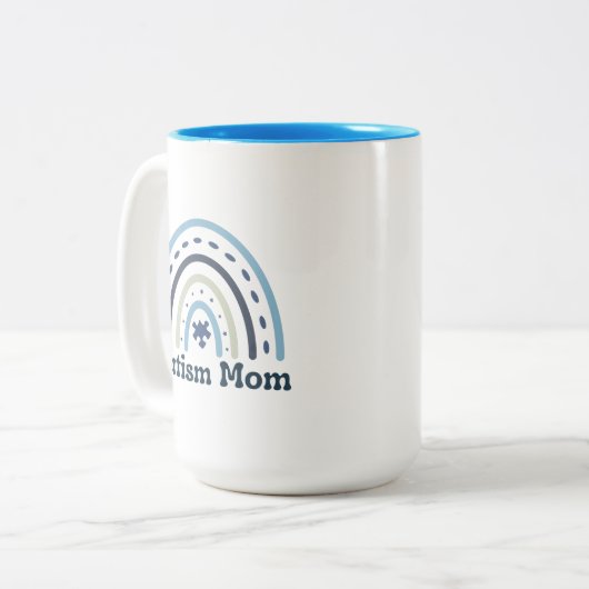 Autism Mam Mok, 15 oz. Tweekleurige Koffiemok (Voorkant links)
