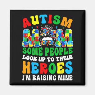 Autism mam Raising Hero Groovy Messy Bun Autism Aw Magneet