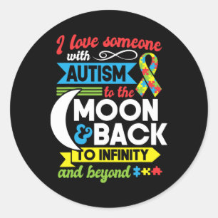 Autism mam Zuster Grandma I Love Iemand with Auti Ronde Sticker