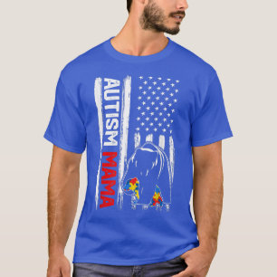 Autism Mama Beer American Flag Awareness F T-shirt