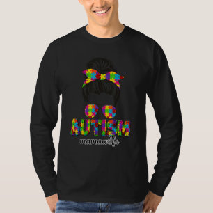 Autism Mamaw Messy Bun Puzzle Sunbril Motheru20 T-shirt
