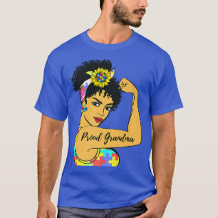 Autism Month Proud Grandma Nana Mimi Spring Sunflo T-shirt