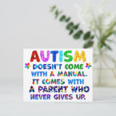 AUTISM Ouder geeft nooit op Briefkaart (Staand voorkant)