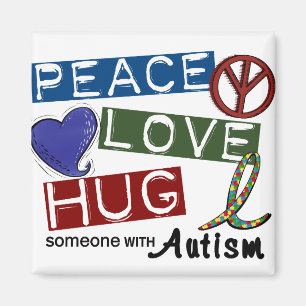 Autism PEACE LOVE HUG Magneet