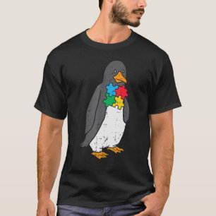 Autism Penguin Puzzle Cute ASD Awareness Men Women T-shirt