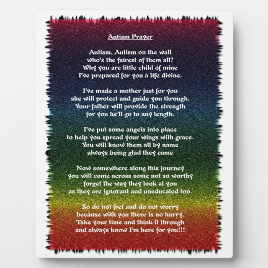 Autism Prayer Multicolored Fotoplaat (Voorkant)