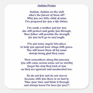 Autism Prayer Vierkante Sticker