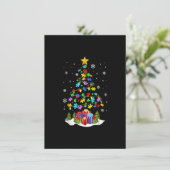 Autism Puzzle Christmas Tree Lights Funny Gift Kaart (Staand voorkant)