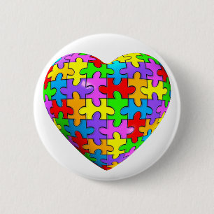 Autism Puzzle Heart Ronde Button 5,7 Cm
