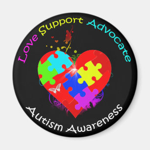 Autism Puzzle on Heart Magneet