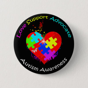 Autism Puzzle on Heart Ronde Button 5,7 Cm