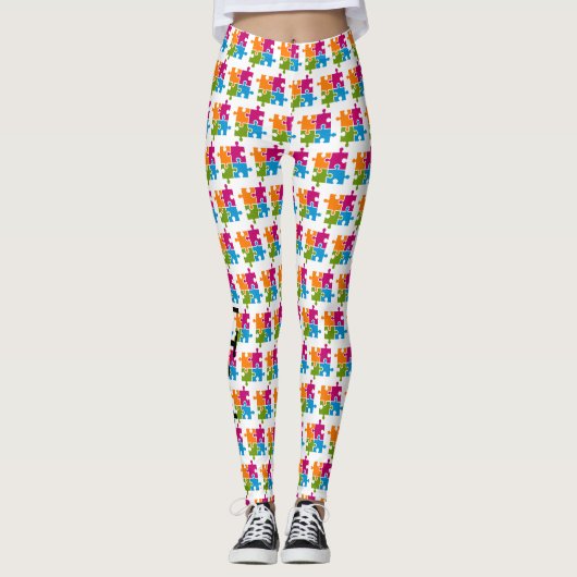 Autism Puzzle Piece Awareness Support Cute Walk 1K Leggings (Voorkant)