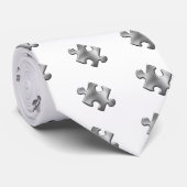 Autism Puzzle Piece Silver Stropdas (Opgerold)
