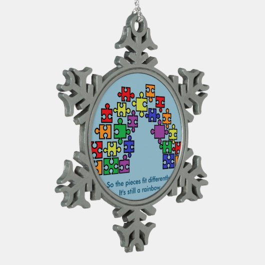 Autism Puzzle Rainbow Snowflake Ornament (Links)