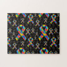 Autism Puzzle Ribbon Pattern