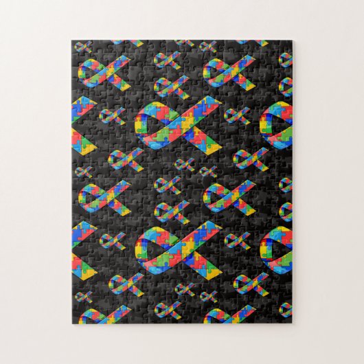 Autism Puzzle Ribbon Pattern Legpuzzel (Verticaal)