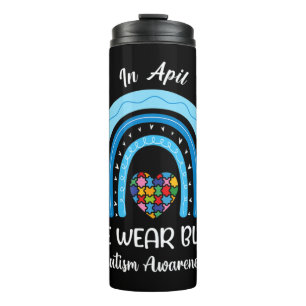 Autism Rainbow In april Draag we Blue Autism Aware Thermosbeker