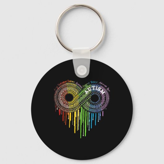 Autism Rainbow Infinity Symbol Aswareness Sleutelhanger (Voorkant)