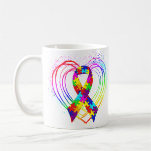 Autism Ribbon op hart: Koffiemok