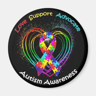 Autism Ribbon op hart: Magneet