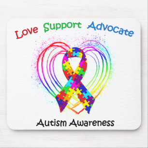 Autism Ribbon op hart Muismat