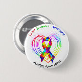 Autism Ribbon op hart: Ronde Button 5,7 Cm (Voorkant /achterkant)