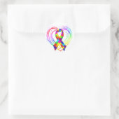 Autism Ribbon op hart: Ronde Sticker (Tas)