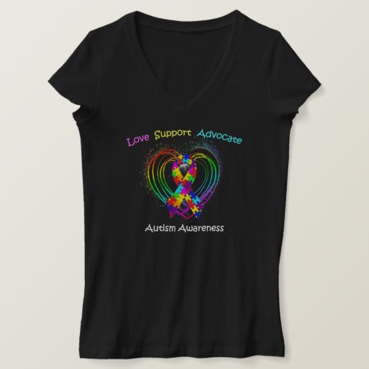 Autism Ribbon op hart T-shirt (Design voorkant)