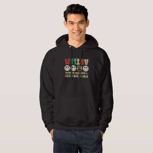 Autism Seeing The World Differently Groovy Smile F Hoodie (Voorkant volledig)