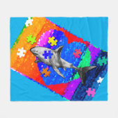 Autism Shark 3 sizes Fleece Deken (Voorkant (Horizontaal))