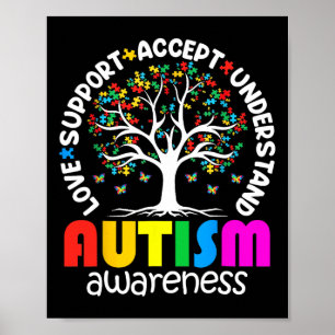 Autism Shirt Love Accepteer Support Autistic Autis Poster