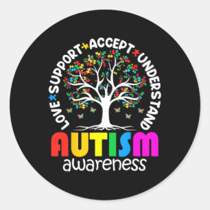 Autism Shirt Love Accepteer Support Autistic Autis Ronde Sticker