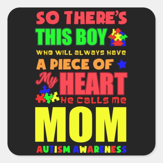 AUTISM SON Autism Awareness Gift Autistic Kinder Vierkante Sticker (Voorkant)