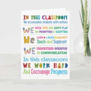 Autism Special Ed Teacher Appreciation Kaart